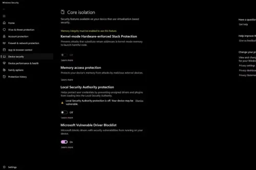微软将自动启用 Windows 11“内存完整性”系统安全功能