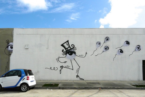 JR 与 André 两位艺术家在 Basel Week Miami 2012 上携手创作壁画