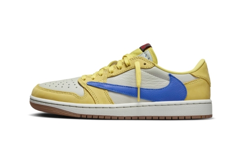 Travis Scott × Air Jordan 1 Low OG 全新配色「Canary」鞋款官方图辑公开