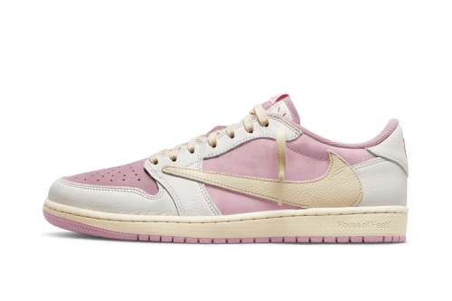 Travis Scott × Air Jordan 1 Low OG 最新联名配色「Shy Pink」鞋款率先曝光