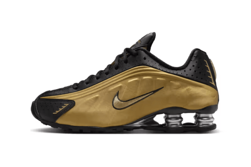 近赏 Nike Shox R4 最新配色「Black/Metallic Gold」鞋款官方图辑