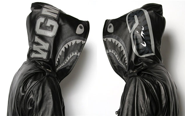 Bape 2011秋冬系列 黑色羊皮 Shark Rider 外套