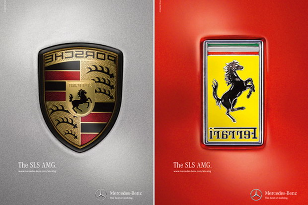 Mercedes-Benz SLS AMG 创意广告宣传 - 大玩对手品牌LOGO