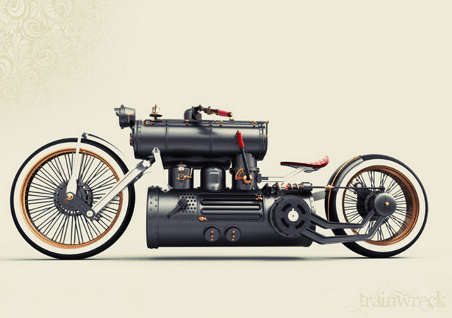 Train Wreck Bike Concept 蒸汽摩托车