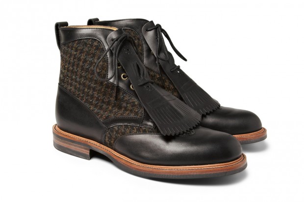 Wooyoungmi 流苏 Harris Tweed 皮革靴款