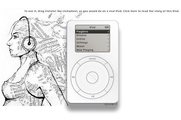粉丝用网页代码打造第一代 iPod ，用来纪念乔布斯