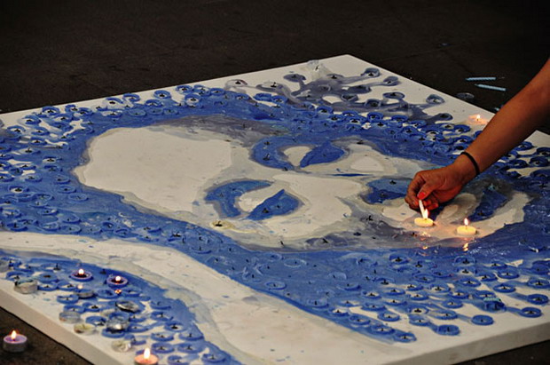 马来西亚美女艺术家融出 1500 颗蜡烛的 Adele 专辑封面