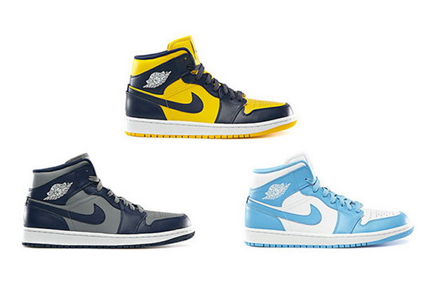 Nike Air Jordan 1 Mid 美国大学配色系列鞋款