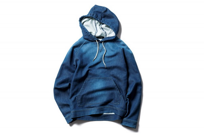 SOPHNET. Indigo Jersey Pull Over Parka (Damaged) 卫衣