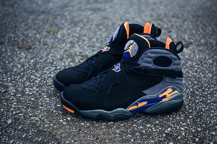 Air Jordan 8 Retro Black/Bright Citrus-Cool Grey-Deep Royal 球鞋