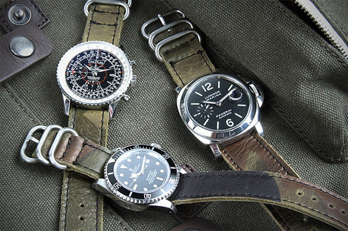 Logan Zane × Crown & Buckle Green Camouflage Leather Nato Straps 联名表带