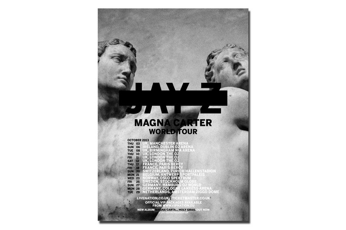 Jay Z 宣布将于 10 月 3 日展开 《Magna Carta》 全球巡回演唱会