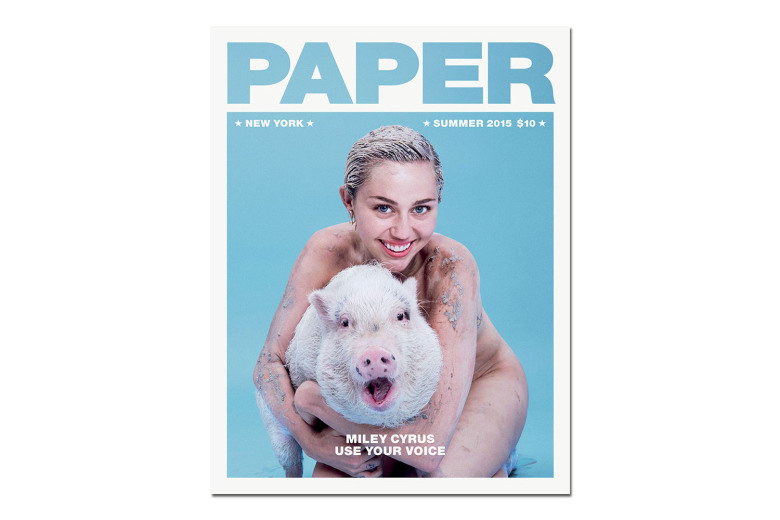 Miley Cyrus 携个人宠物猪全裸登上《PAPER Magazine》2015 夏季期刊封面