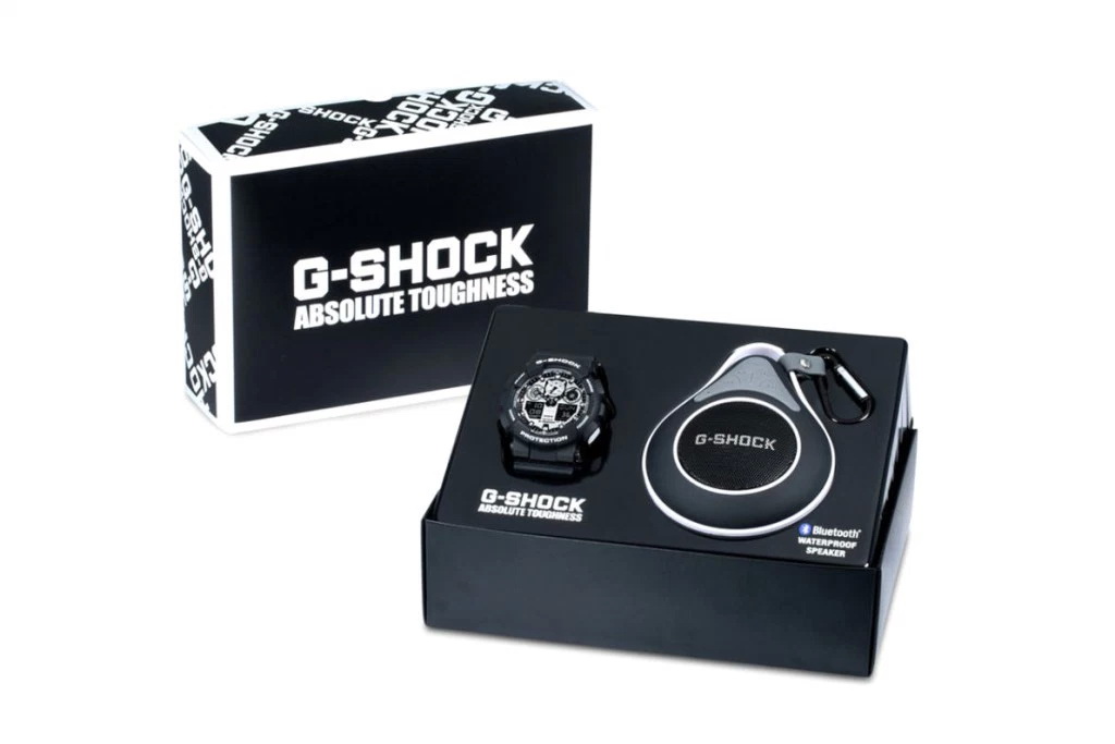 G-Shock GA100BW-1ABT 腕表与蓝牙音响套组