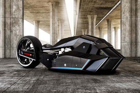 宝马 BMW Titan 概念摩托，好似蝙蝠侠战车