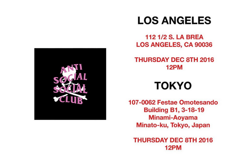 Anti Social Social Club × mastermind JAPAN 期限店地址完整公开