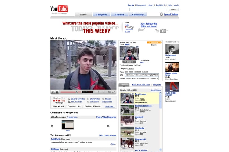 Victoria and Albert 博物馆入藏早期 YouTube 观看页面