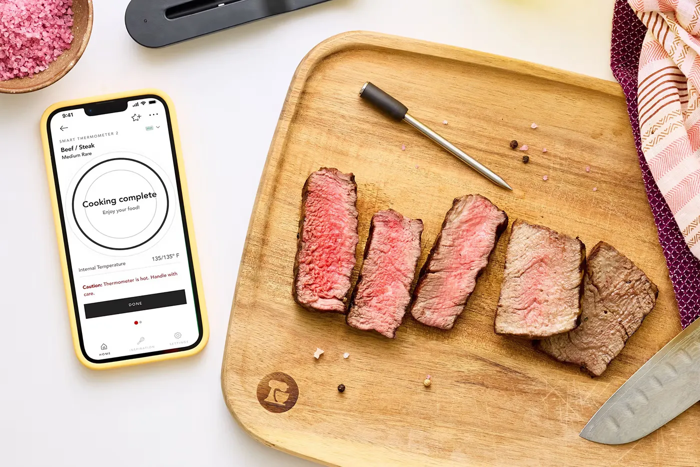 KitchenAid 推出首款 US$200 智能温度计，烧肉煎牛排一按即知熟度