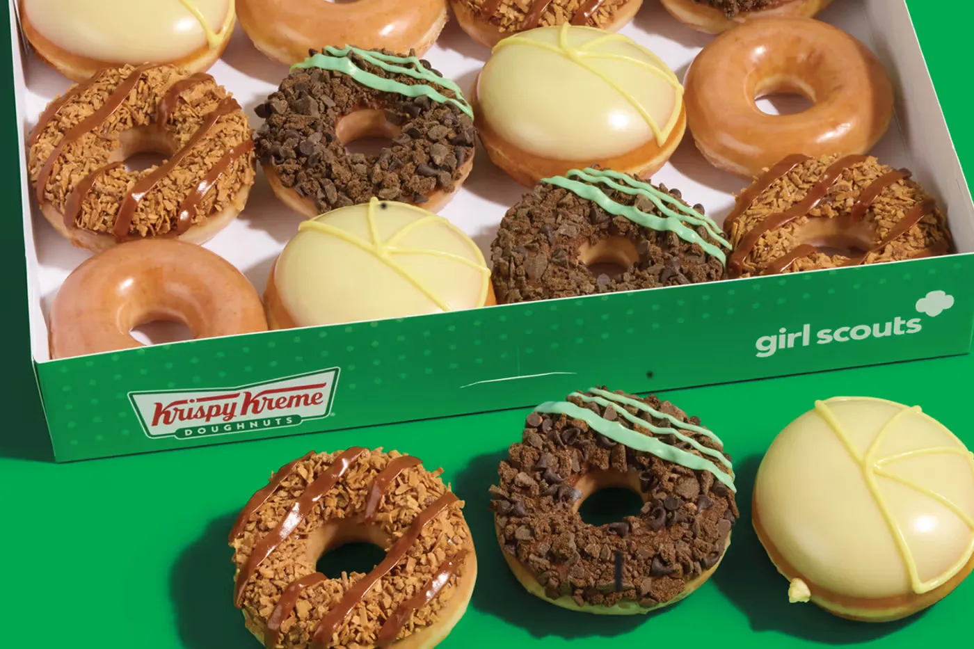 Krispy Kreme 拆解 3 款 Girl Scout Cookies 风味，重构多层次梦幻甜甜圈