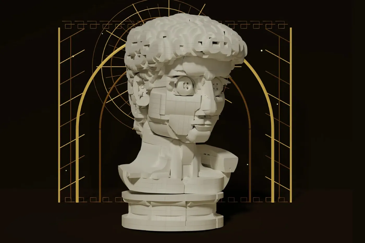 LEGO Ideas 创作者以积木重塑 Michelangelo《David》大理石半身像