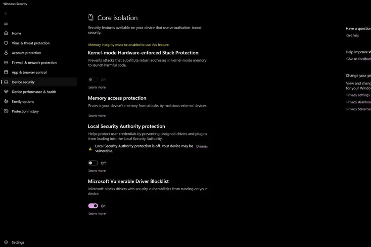 微软将自动启用 Windows 11“内存完整性”系统安全功能