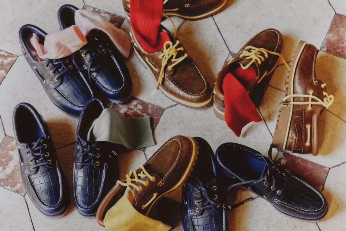 Timberland 与 Jacquemus 携手重塑 Authentic Boat Shoe 鳄鱼压纹皮革鞋款