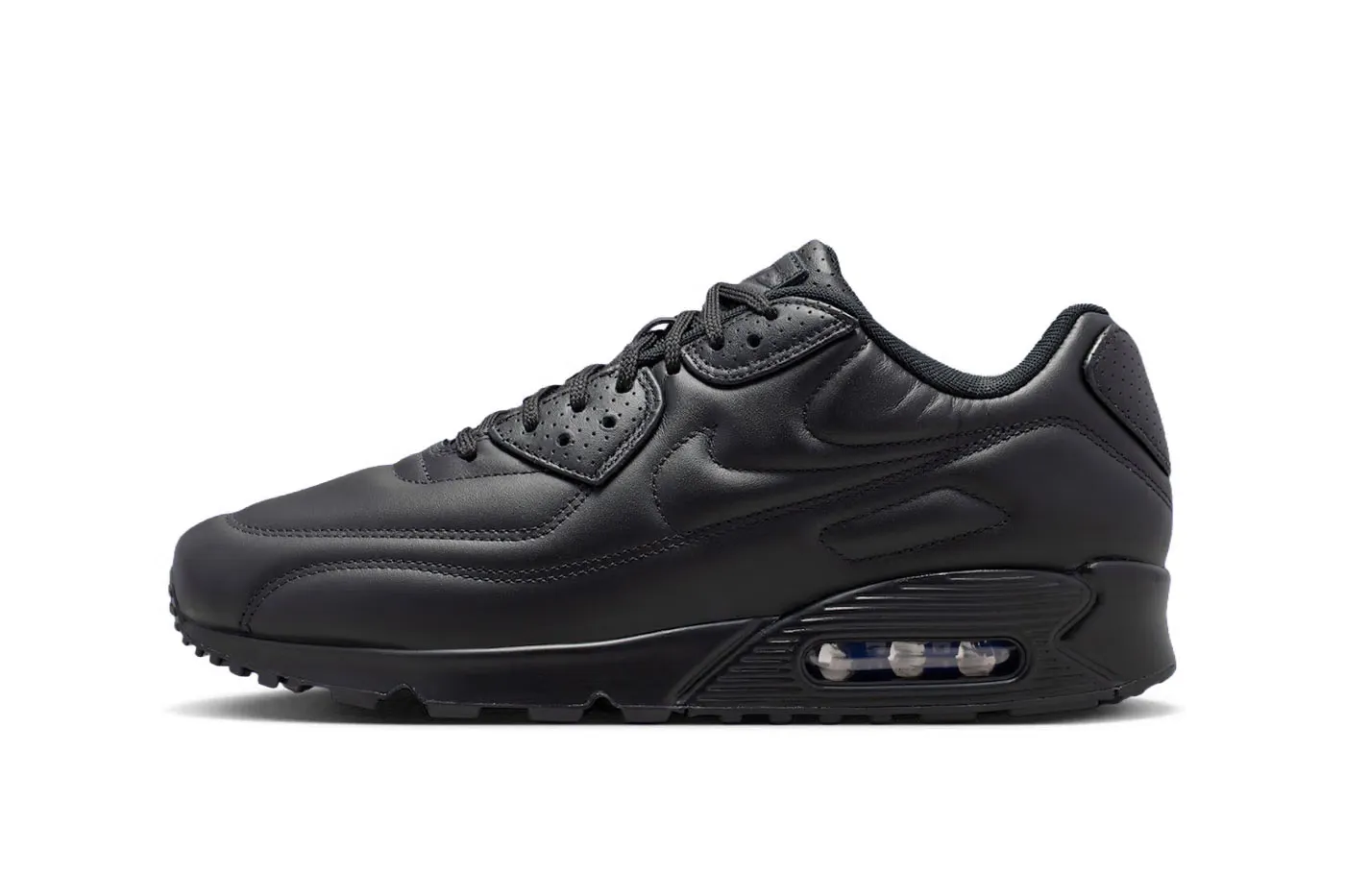 Nike Air Max 90 SP「Black Leather」鞋款以极简皮革重塑经典轮廓